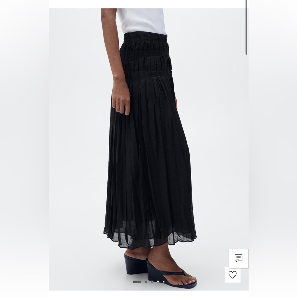 Mango Gathered Midi Skirt in Black